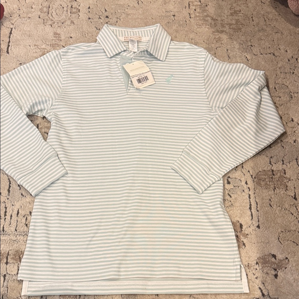 The Beaufort Bonnet Company Light Blue Striped Polo
